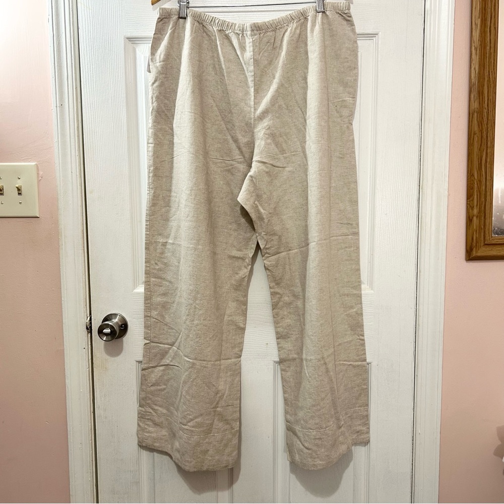 GAP Women's Linen Blend Flax Beige Wide-Leg Drawstring Pants Pockets. NWT. Sz XL - Picture 4 of 10